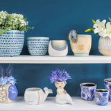 Blue Flower Terracotta Pot - Small