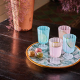 Green Glass Goblet Set of 2