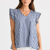 Paz Top - Navy Gingham