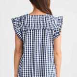 Paz Top - Navy Gingham