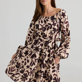 Lakeside Dress – Maui Print | Bohemian Cotton-Linen Midi Dress