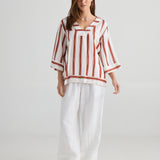 Ray Top – Drifter Stripe | Relaxed Linen Blend Blouse