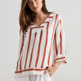 Ray Top – Drifter Stripe | Relaxed Linen Blend Blouse