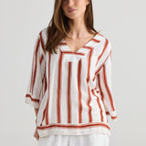 Ray Top – Drifter Stripe | Relaxed Linen Blend Blouse