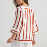 Ray Top – Drifter Stripe | Relaxed Linen Blend Blouse