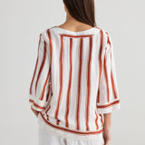 Ray Top – Drifter Stripe | Relaxed Linen Blend Blouse