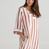 Ray Tunic – Drifter Stripe | Relaxed Linen Blend Midi Dress