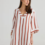 Ray Tunic – Drifter Stripe | Relaxed Linen Blend Midi Dress