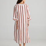 Ray Tunic – Drifter Stripe | Relaxed Linen Blend Midi Dress