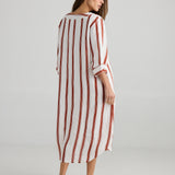 Ray Tunic – Drifter Stripe | Relaxed Linen Blend Midi Dress
