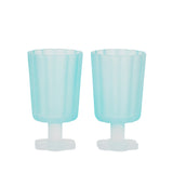 Green Glass Goblet Set of 2