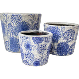 Blue Flower Terracotta Pot - Small