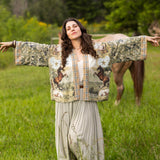 Born To Run Pixie Duster Crop Kimono w/ Wild Horse & Florals
