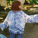 Let The Light In Pixie Duster Cropped Kimono w/ Delft Print