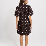 Nancy Shirt Dress - Pink/Choc Polka Dot - BETTY BASICS