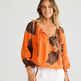 Seaside top - by HOLIDAY in Hibiscus breeze linen
