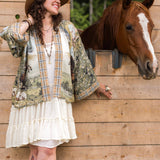 Born To Run Pixie Duster Crop Kimono w/ Wild Horse & Florals