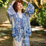 Let The Light In Pixie Duster Cropped Kimono w/ Delft Print