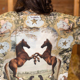 Born To Run Pixie Duster Crop Kimono w/ Wild Horse & Florals