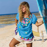 Sao Paulo Top Maui Aari Embroidery Blue (Pre Order)
