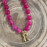 Beaded Pink R Necklace