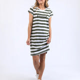 SIGNATURE STRIPE TEE DRESS by FOXWOOD (KHAKI)