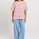 Relax Boxy Tee - Red/White Stripe - BETTY BASICS