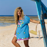 Sao Paulo Top Maui Aari Embroidery Blue (Pre Order)