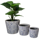 Fleur Blue Terracotta Pot – Large