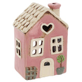 Village Pottery Garden Heart House Pink Tealight
