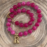 Beaded Pink R Necklace