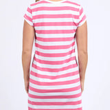 Signature Stripe Tee Dress Hot Pink & White