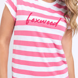 Signature Stripe Tee Dress Hot Pink & White