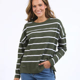 Jayne Stripe Throw On Top Khaki/White Stripe (Pre order)