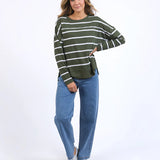 Jayne Stripe Throw On Top Khaki/White Stripe (Pre order)