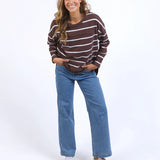 Jayne Throw on Top Chocolate/White Stripe