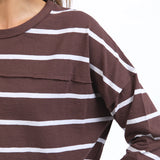 Jayne Throw on Top Chocolate/White Stripe