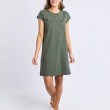 Signature Embroidery Tee Dress Khaki