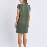 Signature Embroidery Tee Dress Khaki