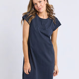 Signature Embroidery Tee Dress Navy