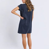 Signature Embroidery Tee Dress Navy