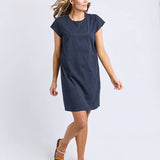 Signature Embroidery Tee Dress Navy