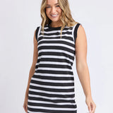 Reform Stripe Dress Black and White