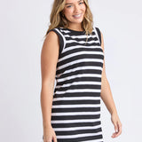 Reform Stripe Dress Black and White