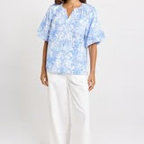 Brontë Blouse - Blue Shell Print - BETTY BASICS