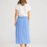 Somara Skirt - Blue Check W Villa Print (pre order)