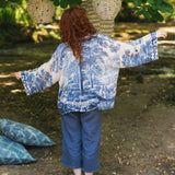 Let The Light In Pixie Duster Cropped Kimono w/ Delft Print