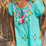 Sao Paulo Top Maui Aari Embroidery Aqua (Pre Order)