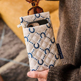 Double Glasses Case – Navy Horseshoe