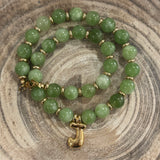 Beaded Green J Necklace